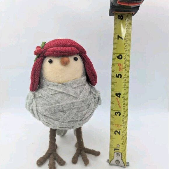 Target Gray Bird Red White Knit Earflap Beanie Hat Spritz Wondershop Holly  6.8" - Picture 8 of 8